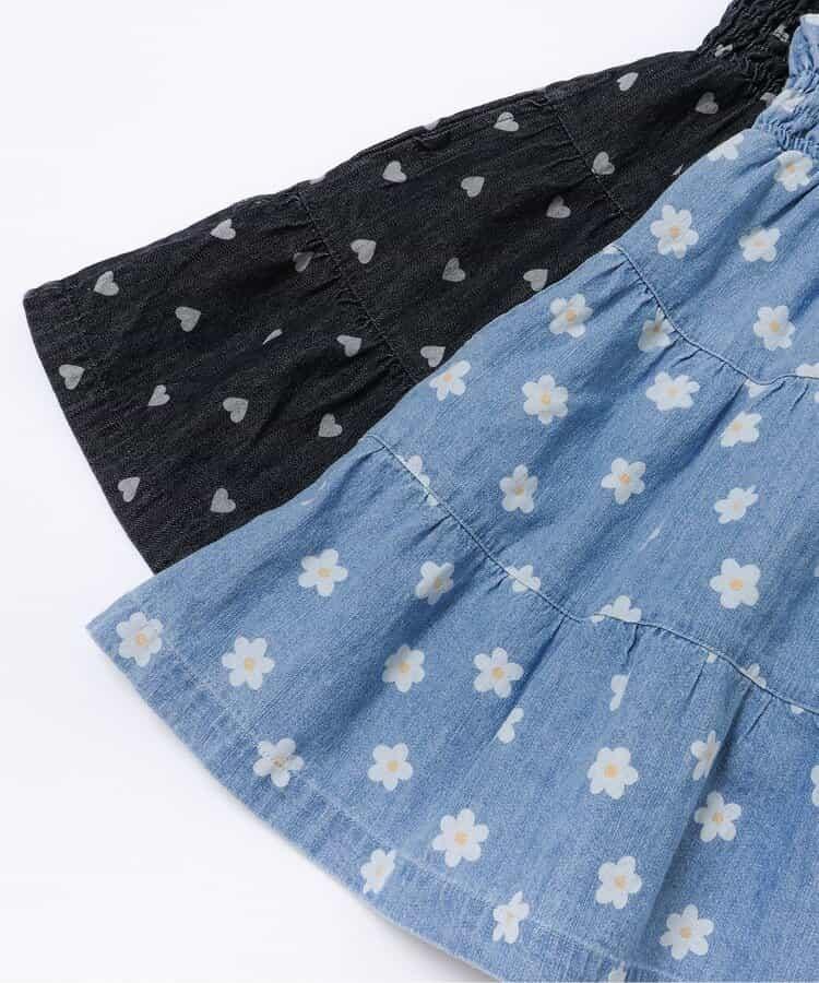 全印花 肩部蝴蝶結 褶皺 揹帶裙