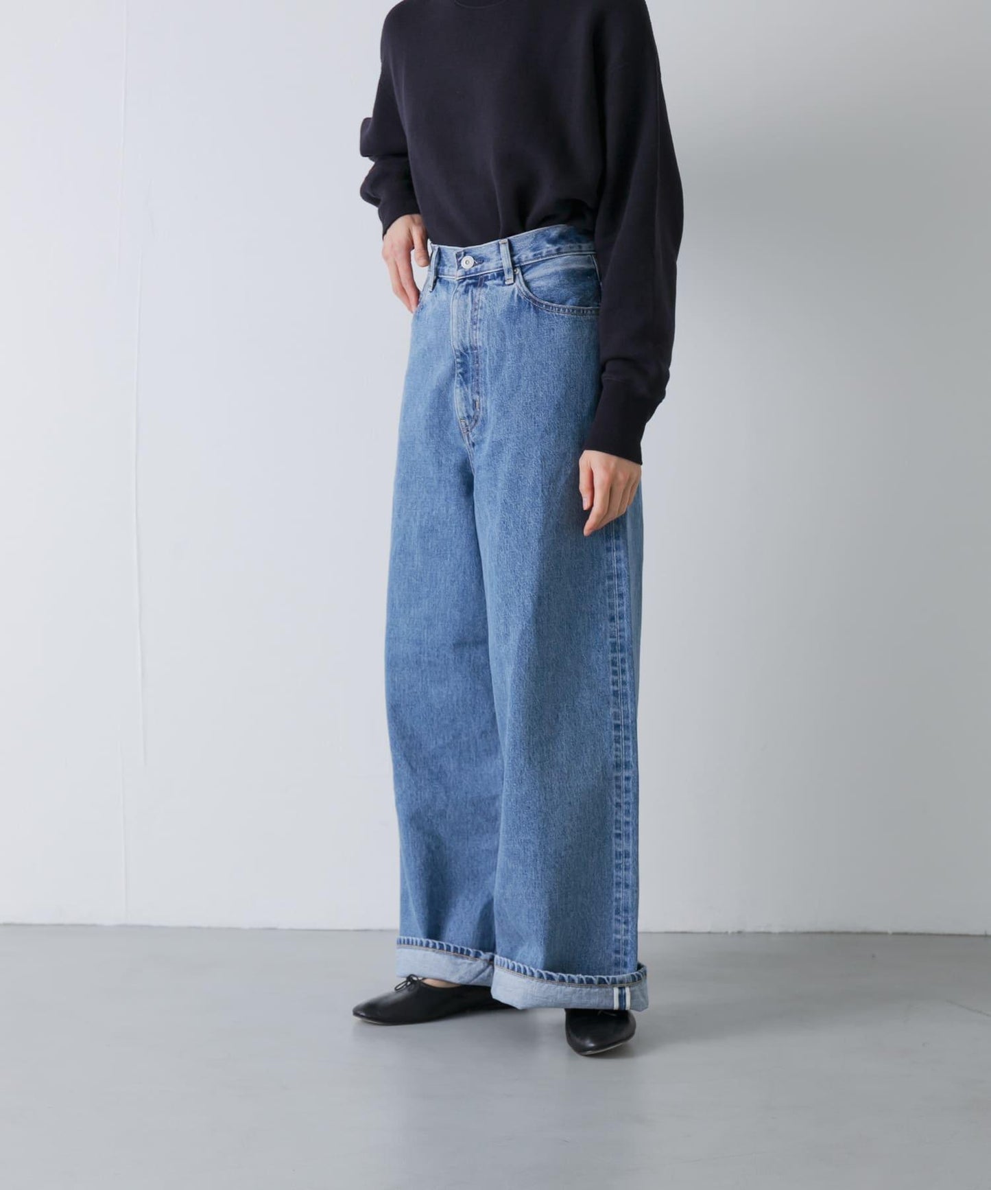 YLEVE DENIM 高腰 闊腿 牛仔褲
