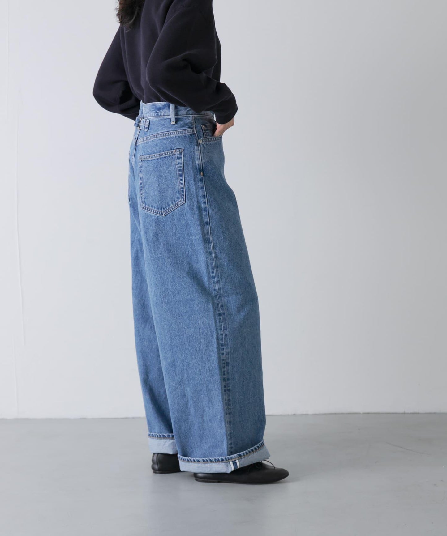 YLEVE DENIM 高腰 闊腿 牛仔褲
