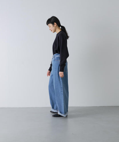 YLEVE DENIM 高腰 闊腿 牛仔褲