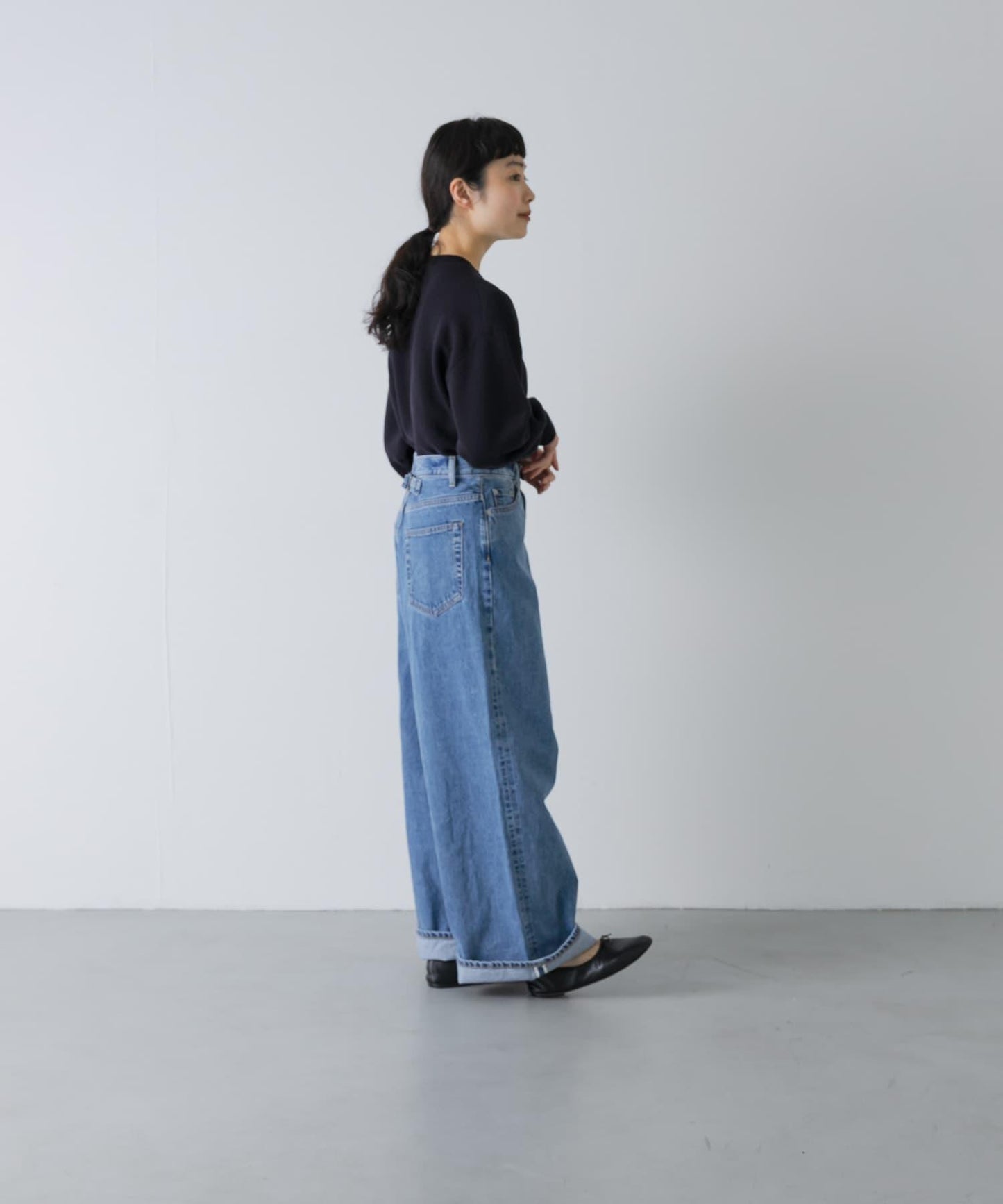 YLEVE DENIM 高腰 闊腿 牛仔褲