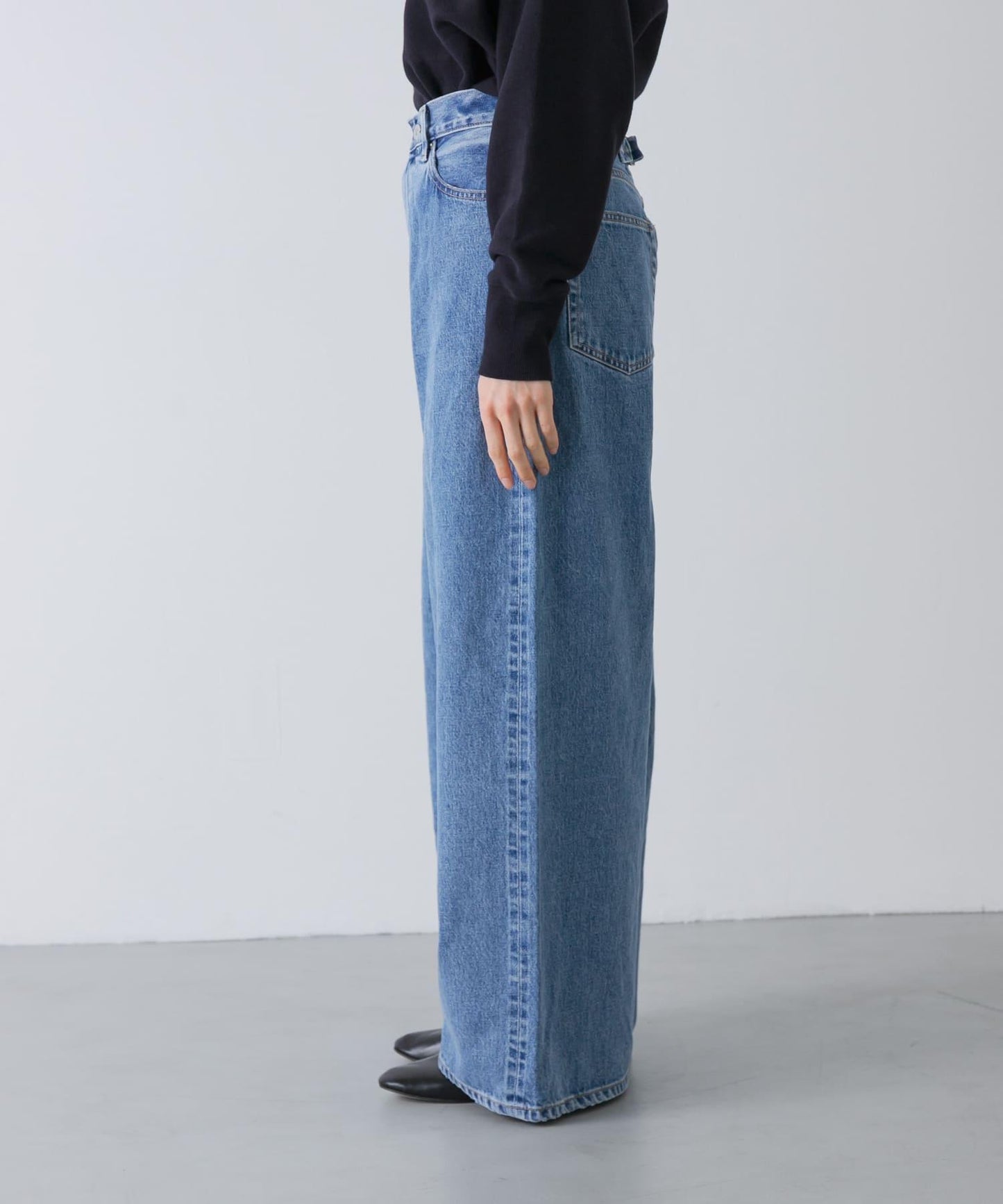 YLEVE DENIM 高腰 闊腿 牛仔褲