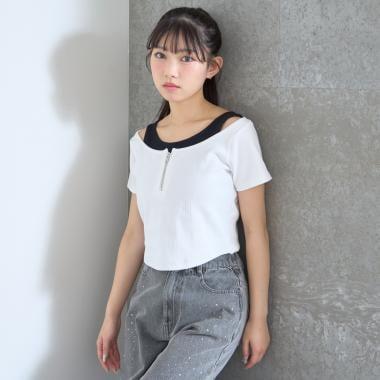LTXC 抗菌防臭 露肩層次羅紋T恤