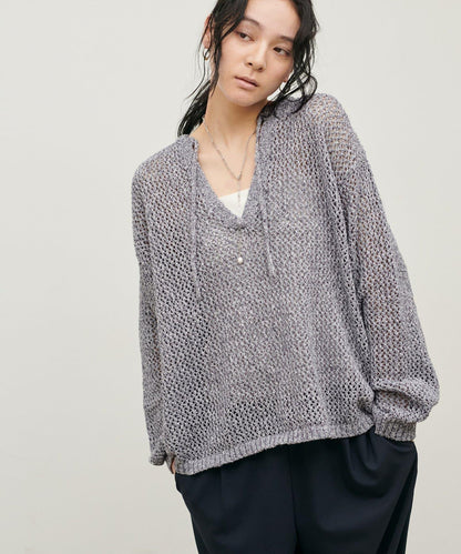 混色網眼鑰匙領套頭上衣