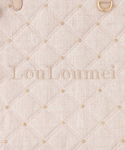 LouLoumei 絎縫寶石蝴蝶結掛飾 可套拉桿托特包