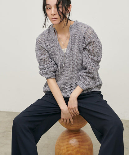 混色網眼鑰匙領套頭上衣