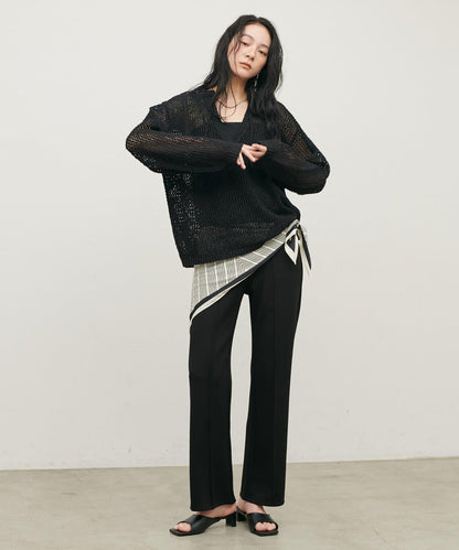 混色網眼鑰匙領套頭上衣