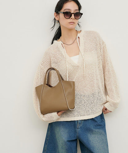 混色網眼鑰匙領套頭上衣