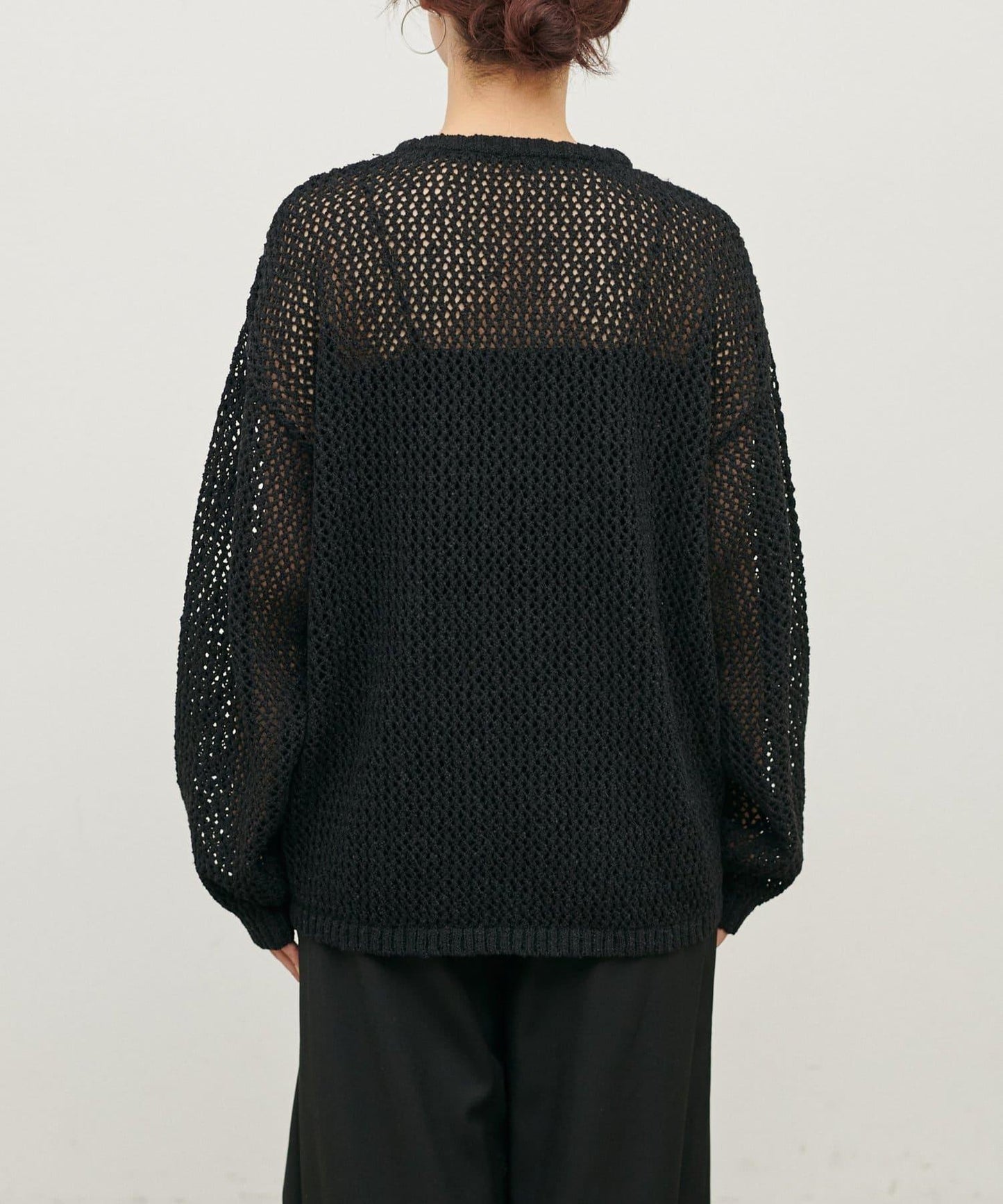 混色網眼鑰匙領套頭上衣