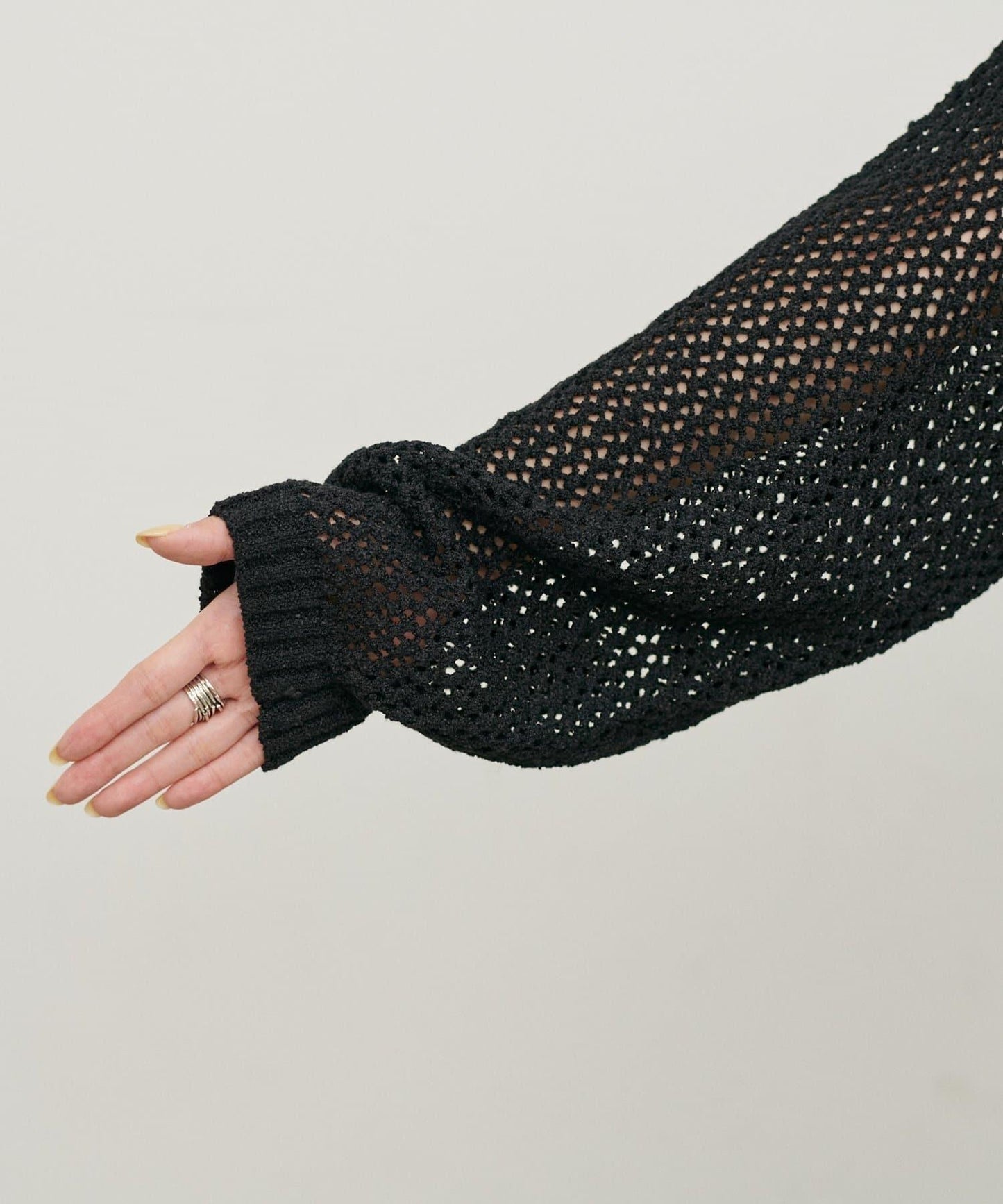 混色網眼鑰匙領套頭上衣