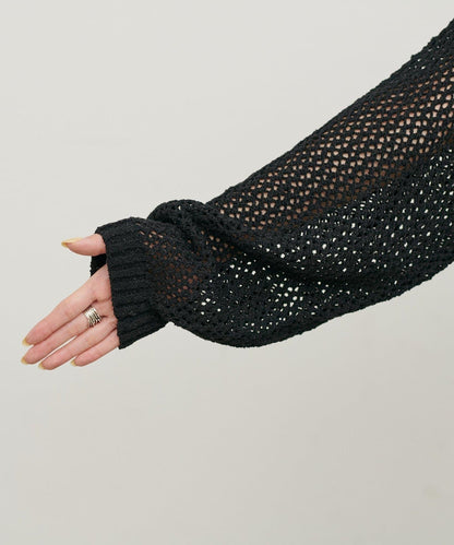 混色網眼鑰匙領套頭上衣