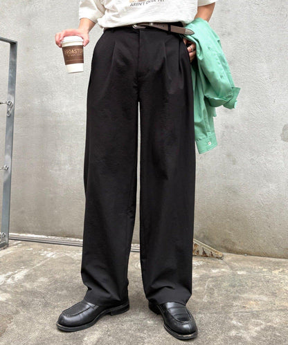 男女同款 涼感泡泡紗 錐形褲