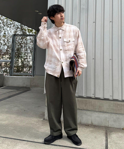 男女同款 涼感泡泡紗 錐形褲
