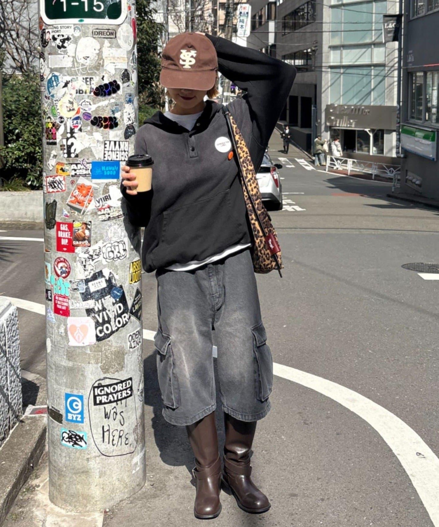 【UNISEX】牛仔半身工裝褲