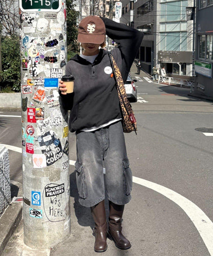 【UNISEX】牛仔半身工裝褲