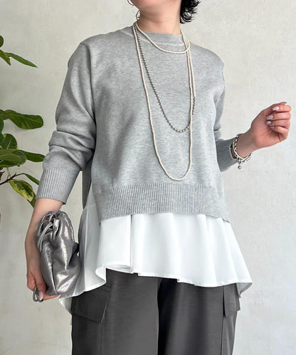 層次疊穿針織套頭衫