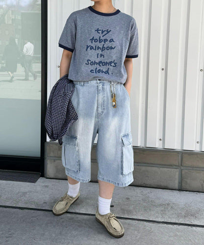 【UNISEX】牛仔半身工裝褲
