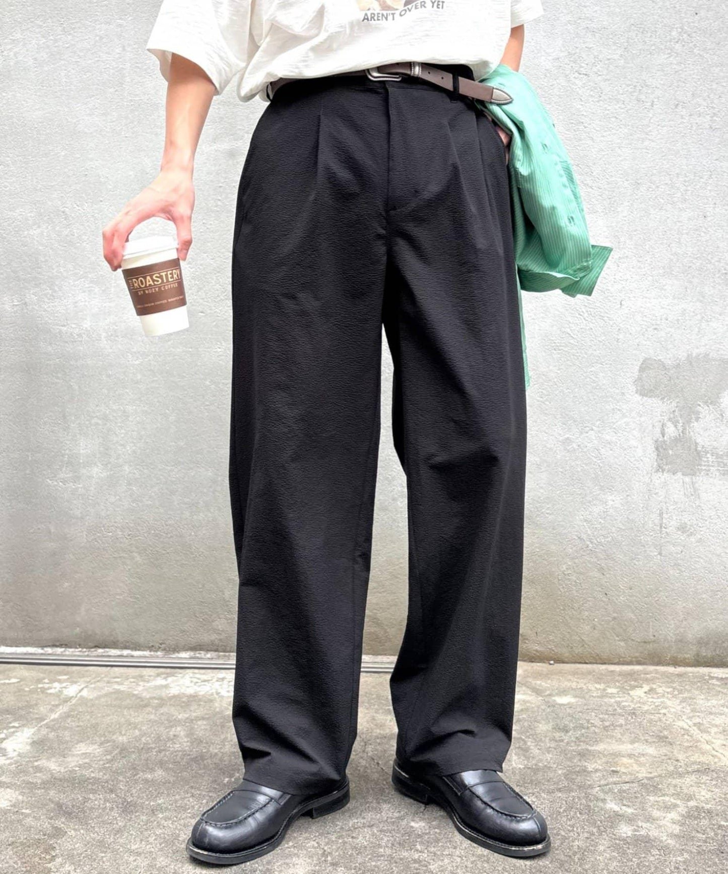 男女同款 涼感泡泡紗 錐形褲