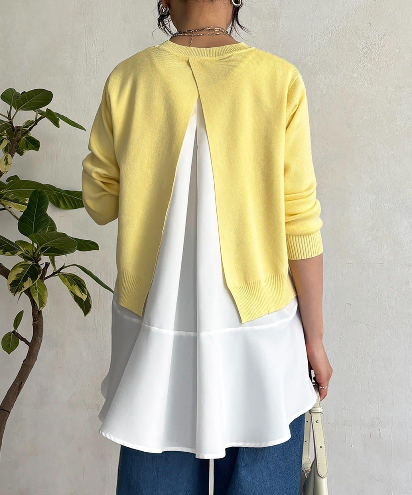 層次疊穿針織套頭衫