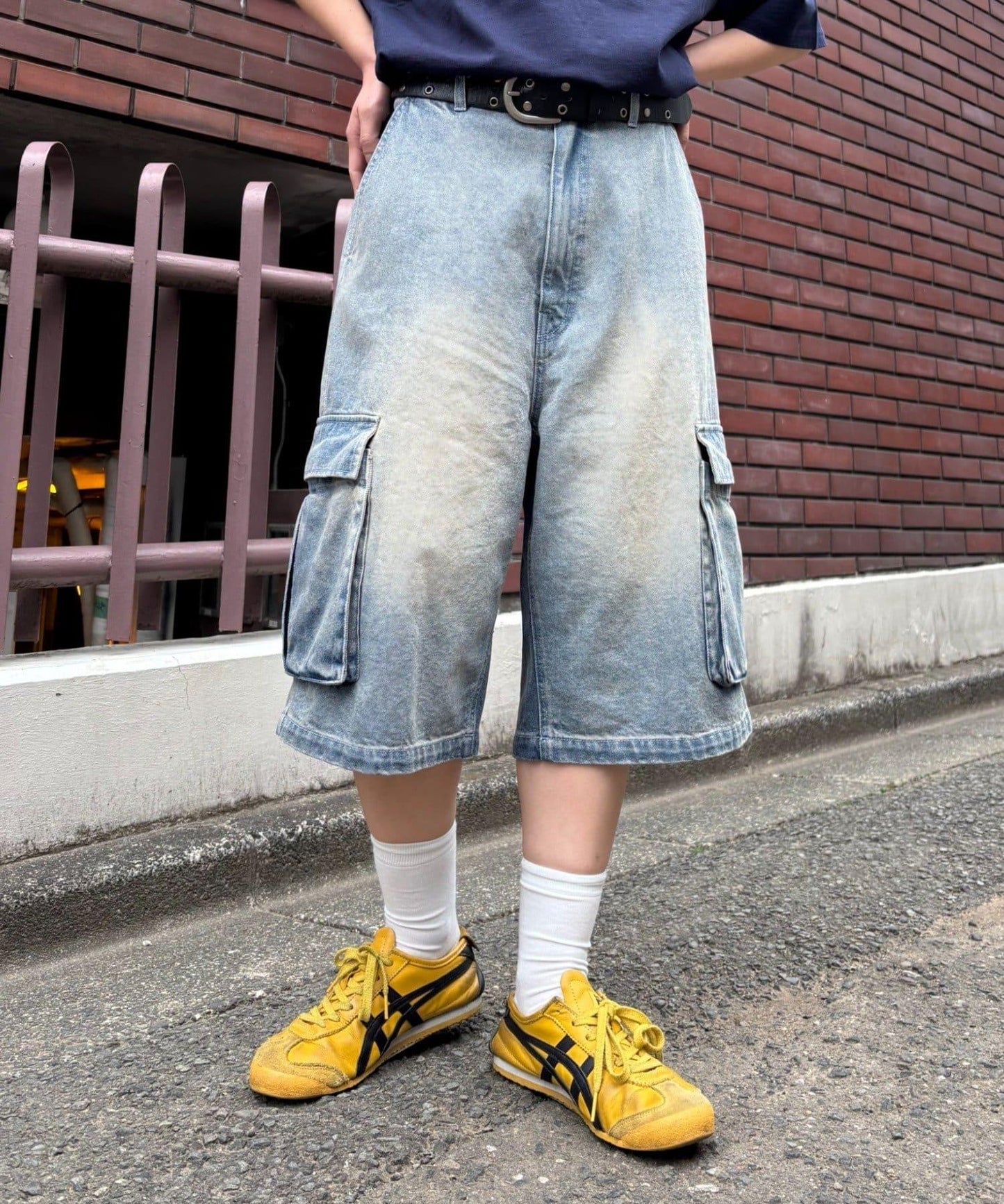 【UNISEX】牛仔半身工裝褲