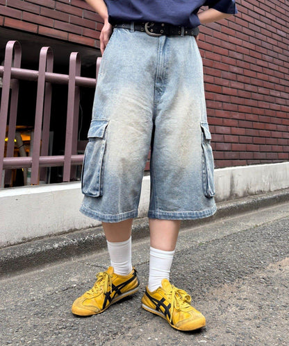 【UNISEX】牛仔半身工裝褲