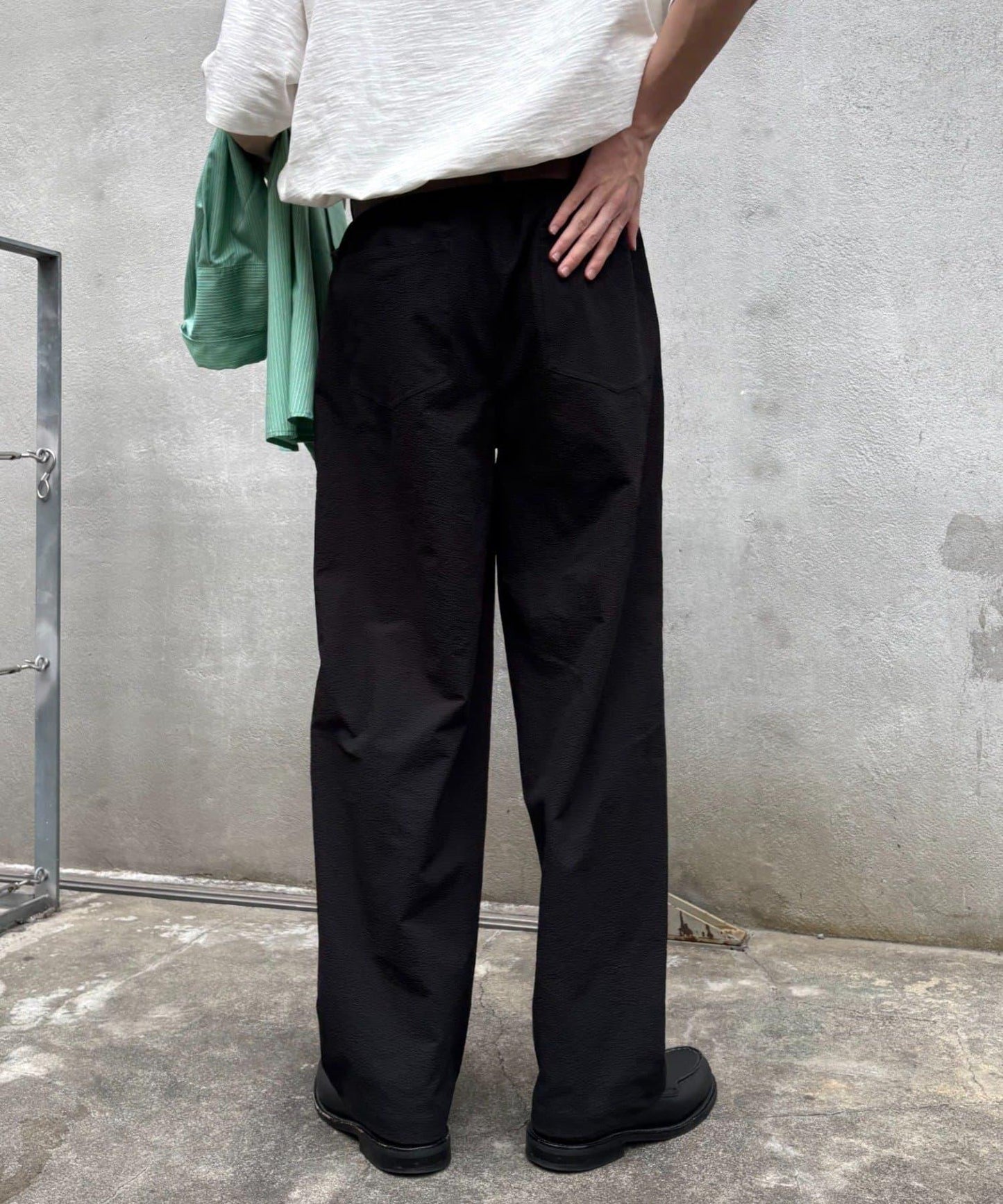 男女同款 涼感泡泡紗 錐形褲