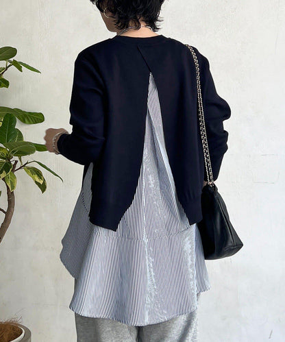 層次疊穿針織套頭衫