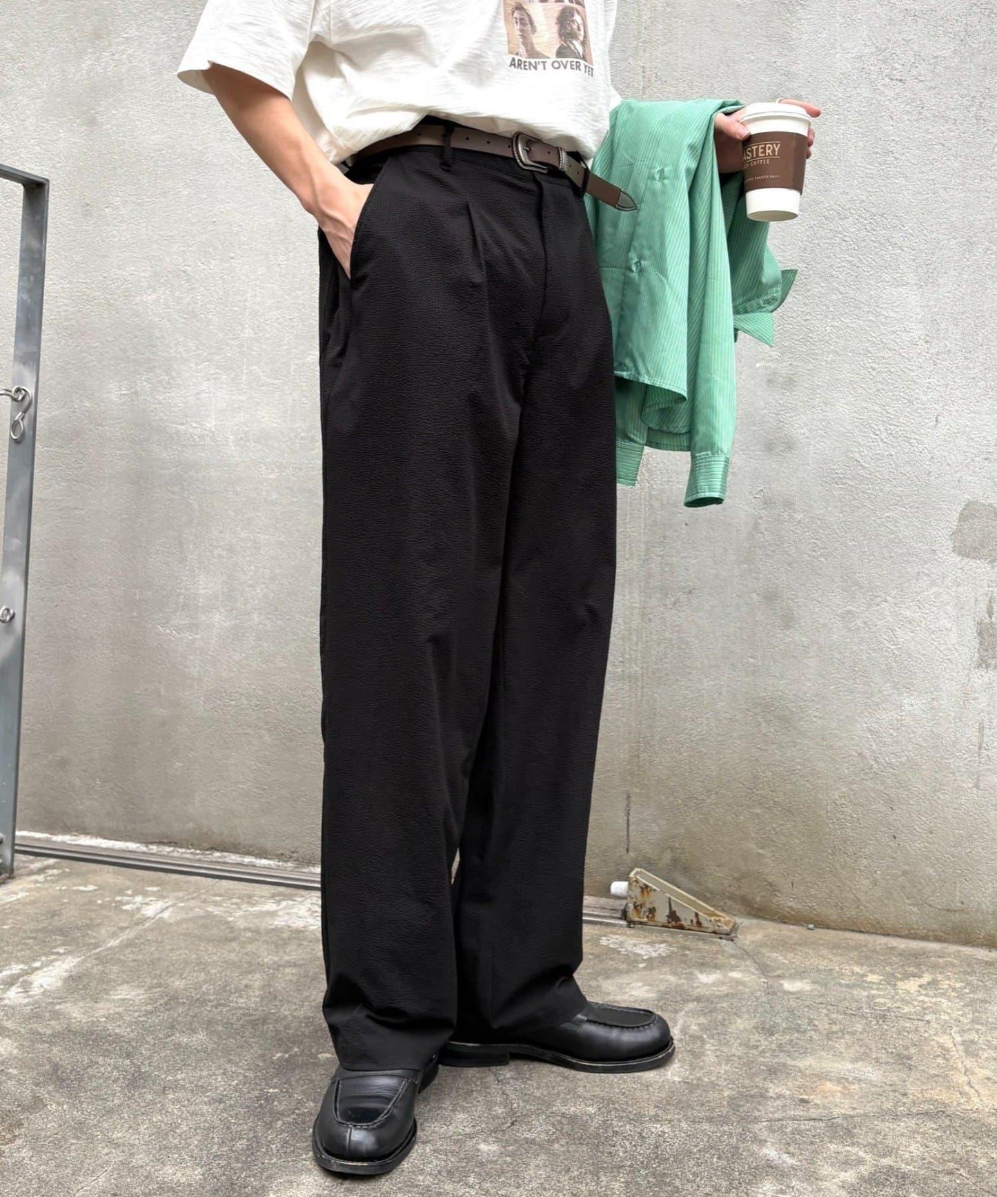 男女同款 涼感泡泡紗 錐形褲