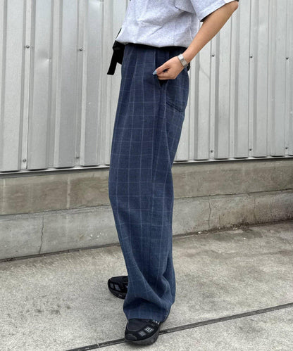 男女通用 冰感提花褶飾直筒褲