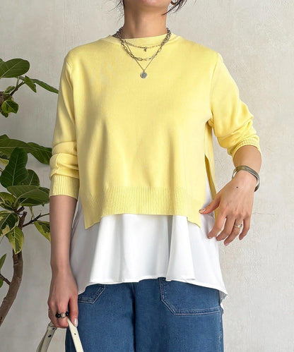 層次疊穿針織套頭衫