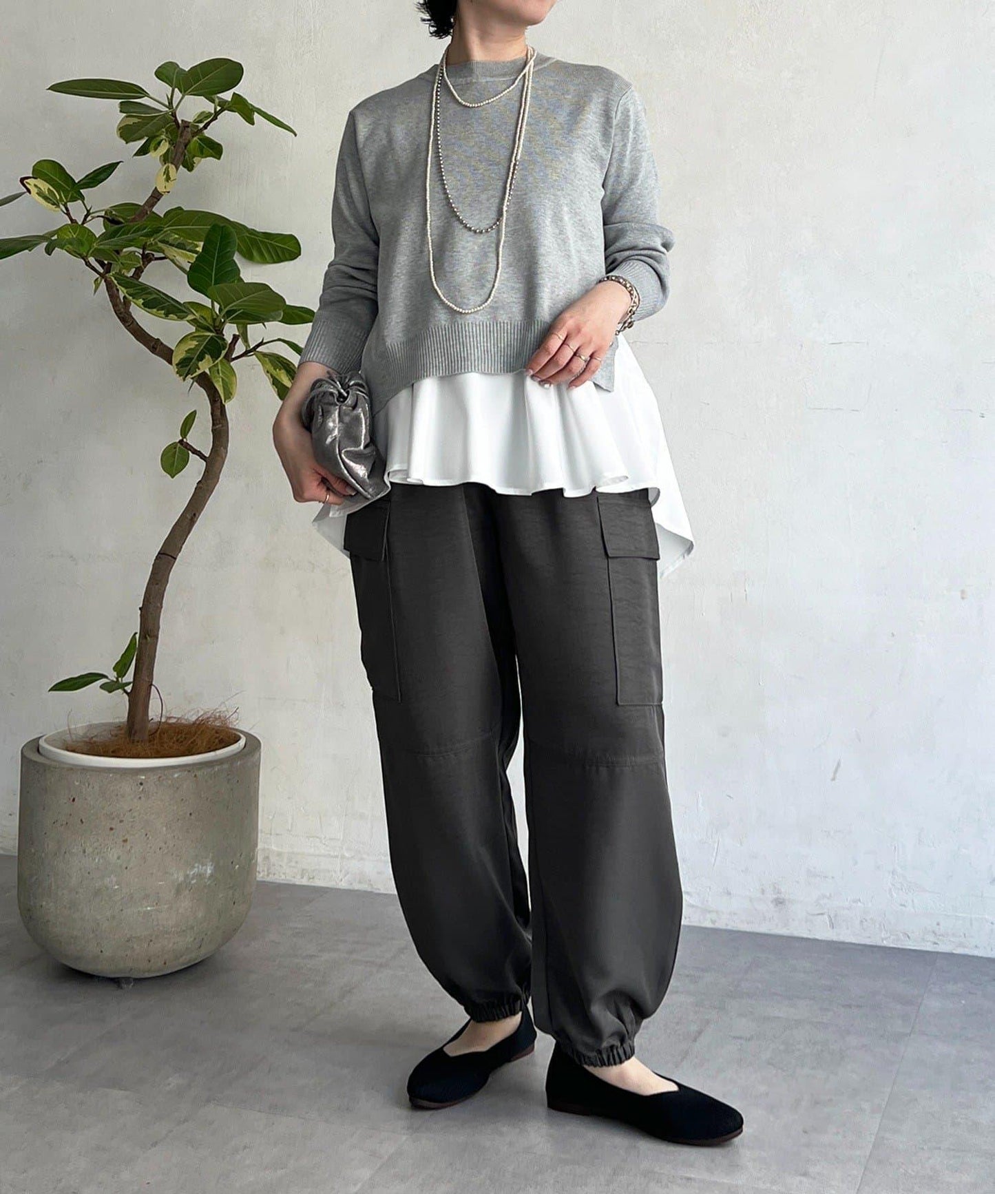 層次疊穿針織套頭衫