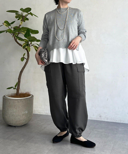 層次疊穿針織套頭衫