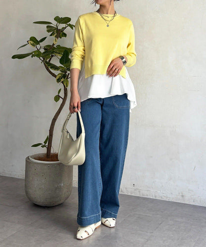 層次疊穿針織套頭衫