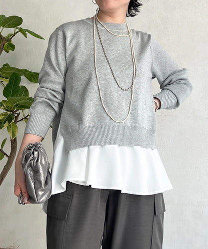 層次疊穿針織套頭衫