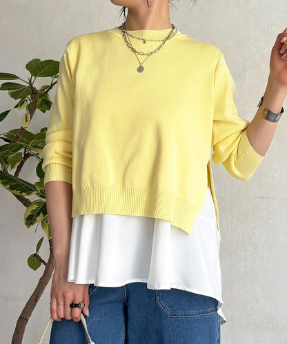 層次疊穿針織套頭衫