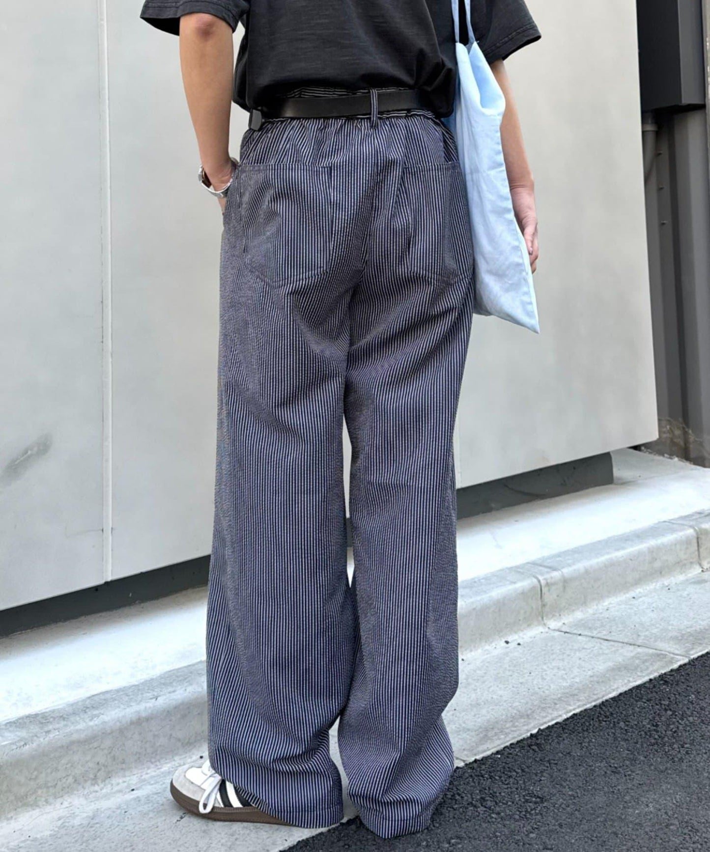 男女同款 涼感泡泡紗 錐形褲