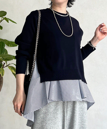 層次疊穿針織套頭衫