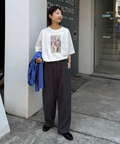 男女通用 冰感提花褶飾直筒褲