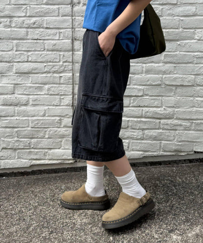 【UNISEX】牛仔半身工裝褲
