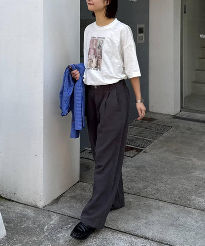 男女通用 冰感提花褶飾直筒褲