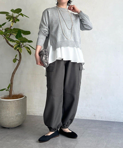 層次疊穿針織套頭衫