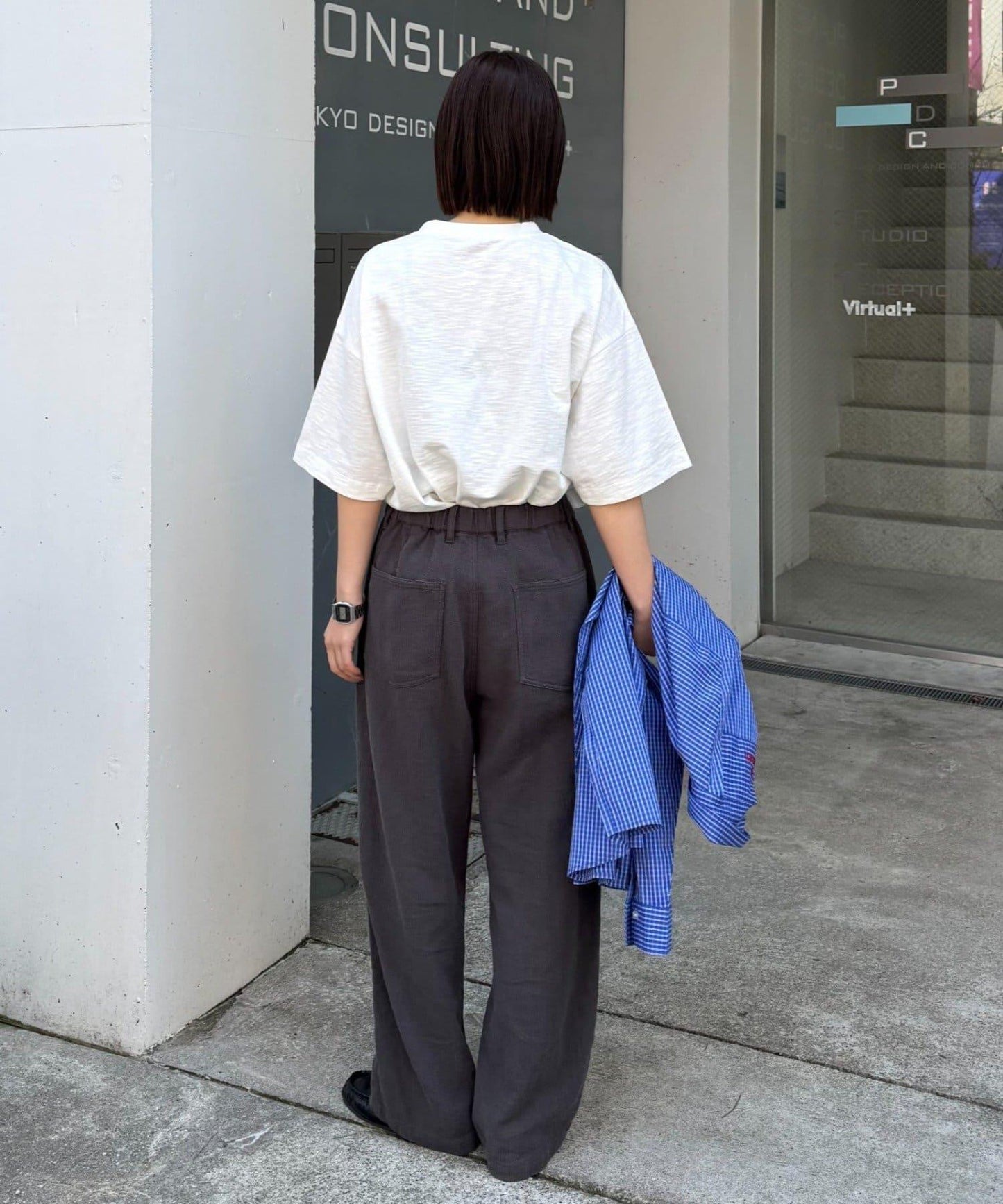 男女通用 冰感提花褶飾直筒褲
