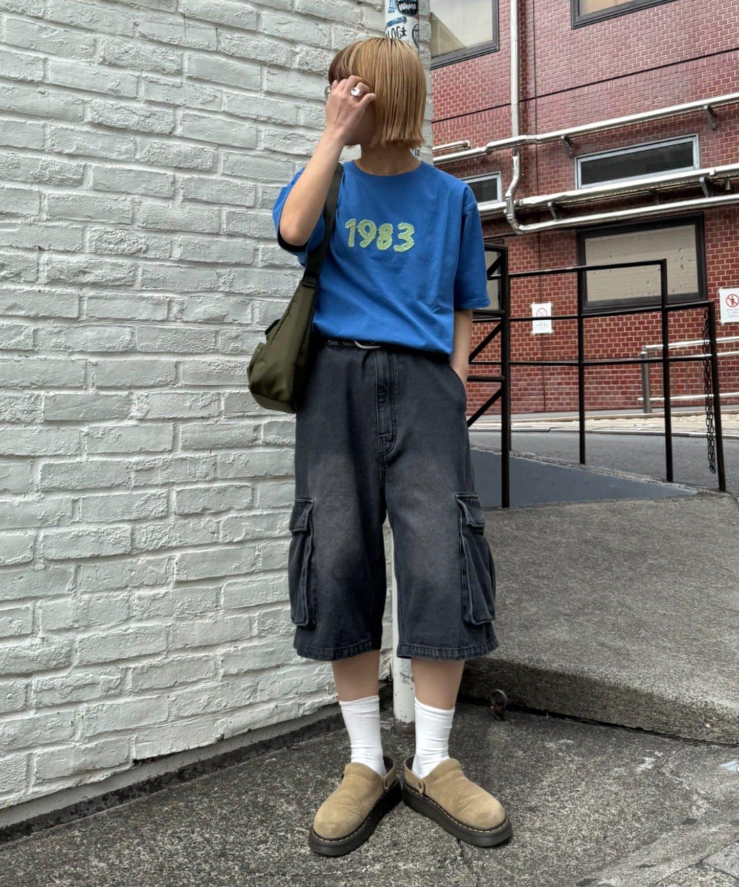 【UNISEX】牛仔半身工裝褲