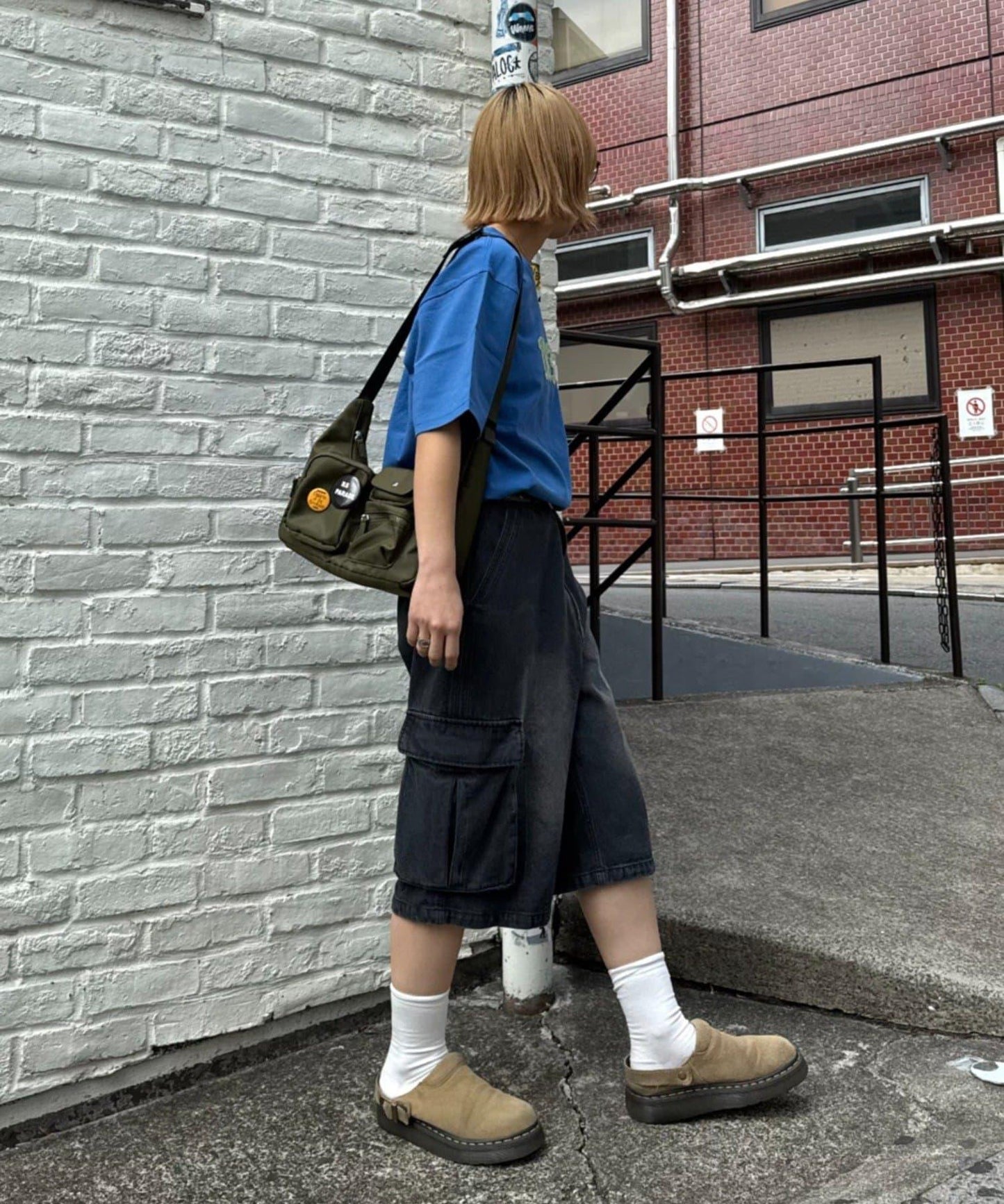 【UNISEX】牛仔半身工裝褲