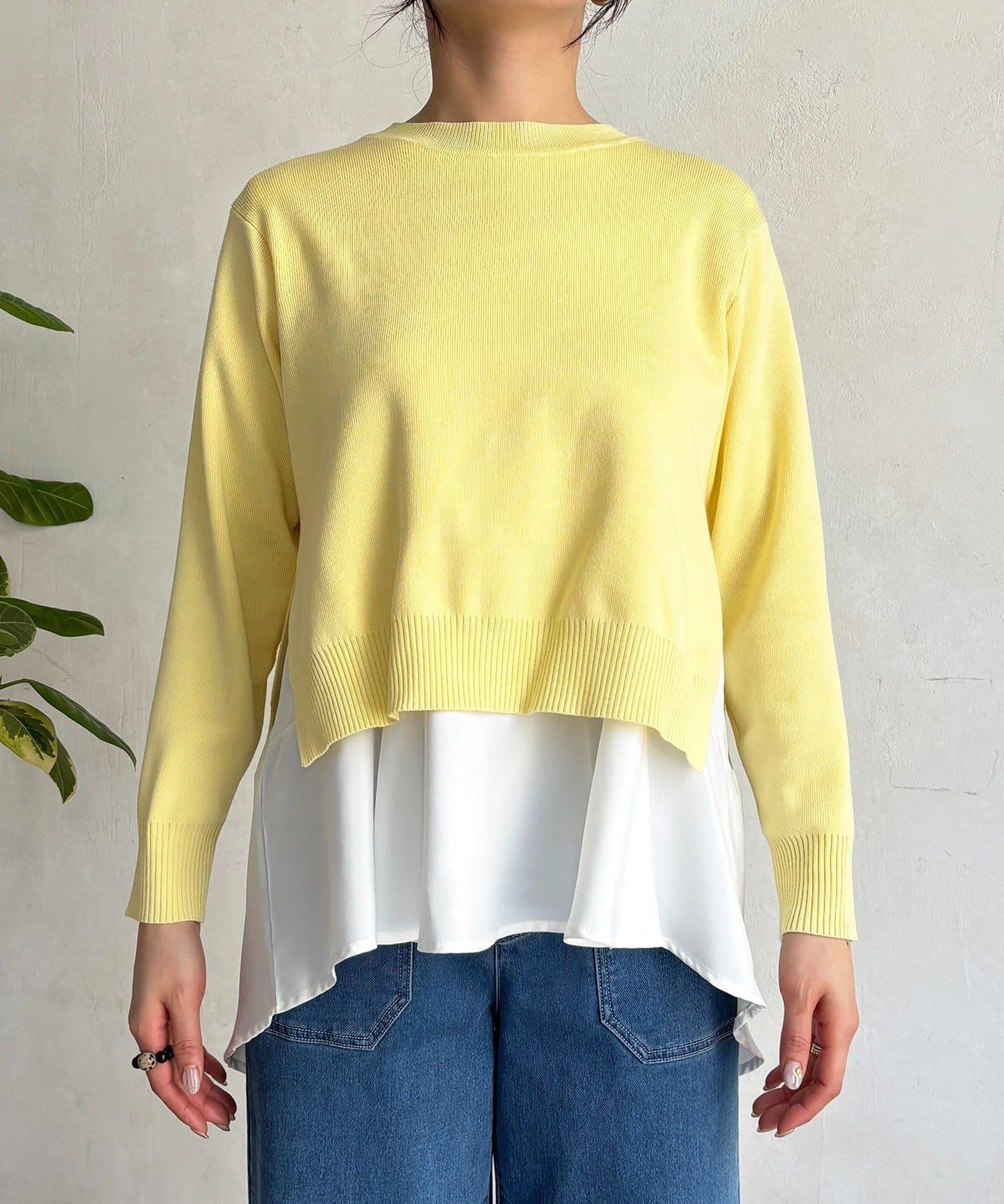 層次疊穿針織套頭衫