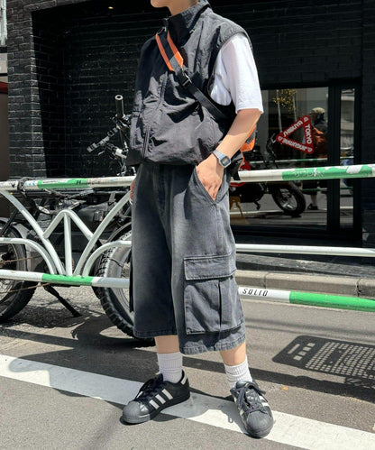 【UNISEX】牛仔半身工裝褲