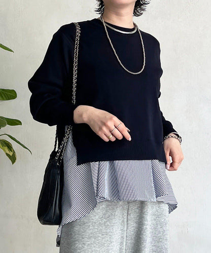 層次疊穿針織套頭衫