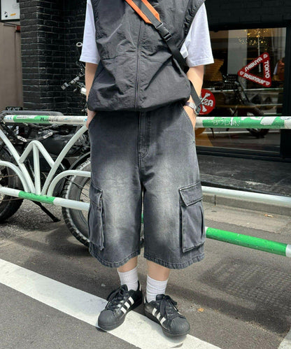 【UNISEX】牛仔半身工裝褲