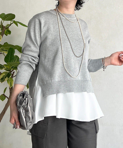 層次疊穿針織套頭衫