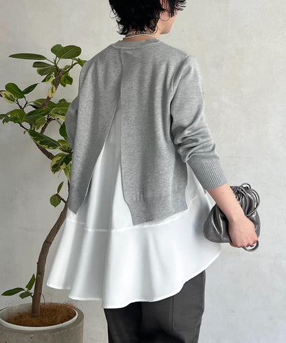 層次疊穿針織套頭衫